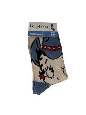 Betty Boop Crew Socks Women 9-13 Blue Cartoon Character Novelty New